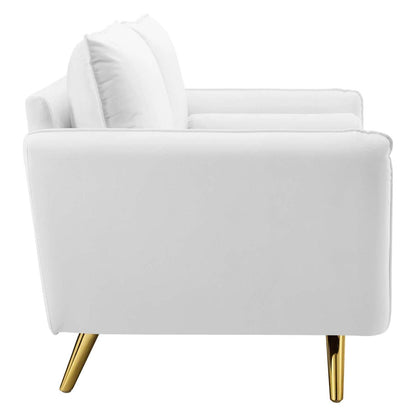 sofas | CasaFoyer Revive Upholstered Performance Velvet Loveseat | Comfortable Design | Stain-Resistant | Gold Legs | White | casafoyer.myshopify.com