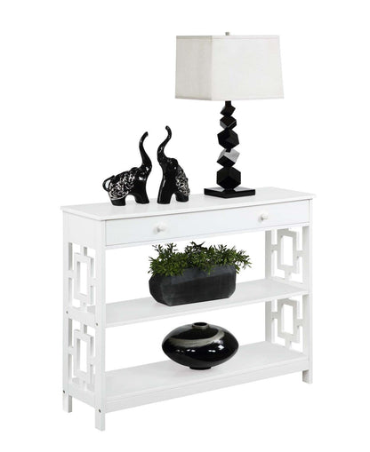 TABLE | Ergode Town Square 1 Drawer Console Table with Shelves | Versatile & Chic | Durable Particle Board | Multiple Finishes | Easy to Maintain | Stylish Addition to Any Room | casafoyer.myshopify.com