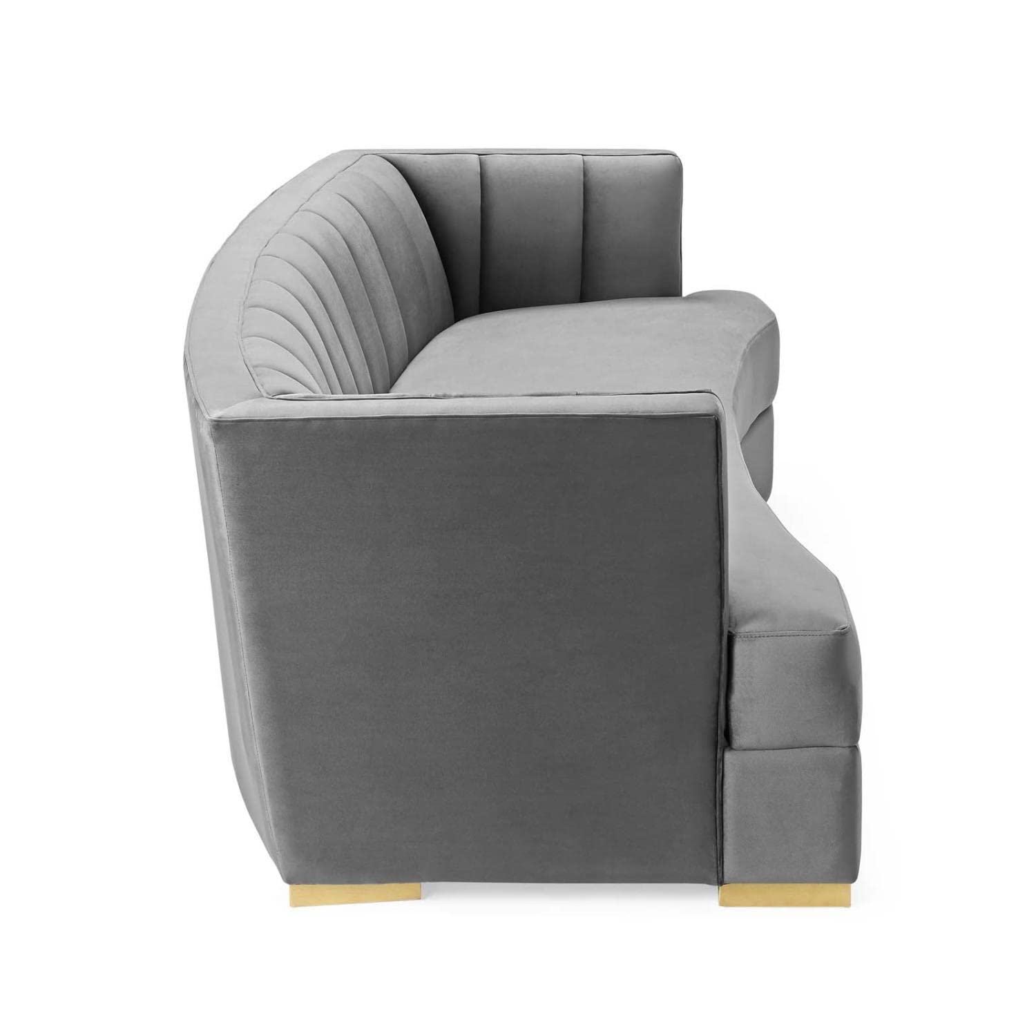 sofas | CasaFoyer Encompass Curved Channel Tufted Performance Velvet Sofa | Elegant & Glamorous | Stain-Resistant | Plush Cushions | Gold Legs | 600 lbs Capacity | casafoyer.myshopify.com