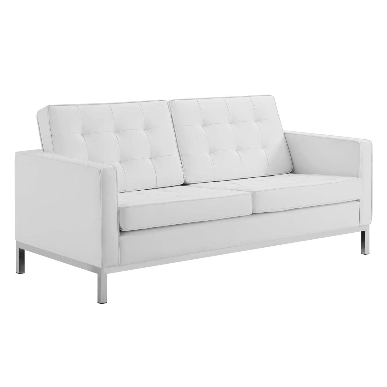 kitchen and dining room sets | CasaFoyer Loft Tufted Faux Leather Loveseat | 2 Armchair Set - Modern Design | Button Tufting | Stainless Steel Frame - Includes 1 Loveseat & 2 Armchairs | casafoyer.myshopify.com