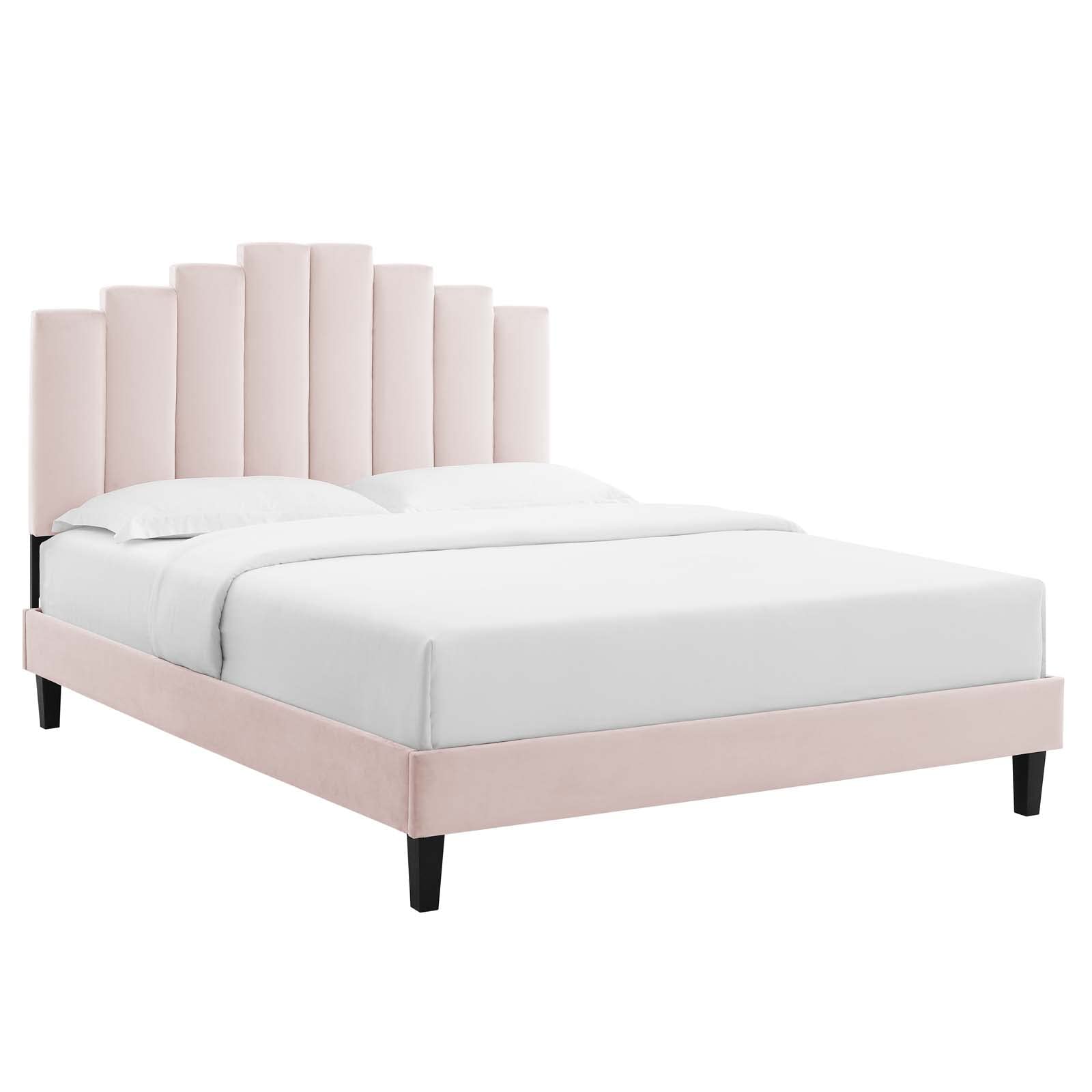 adjustable bed bases | CasaFoyer Elise Performance Velvet Full Platform Bed | Luxurious Glam Deco Style | Stain-Resistant Velvet | Foam Padding | Sturdy Support | Easy Assembly | Pink | casafoyer.myshopify.com