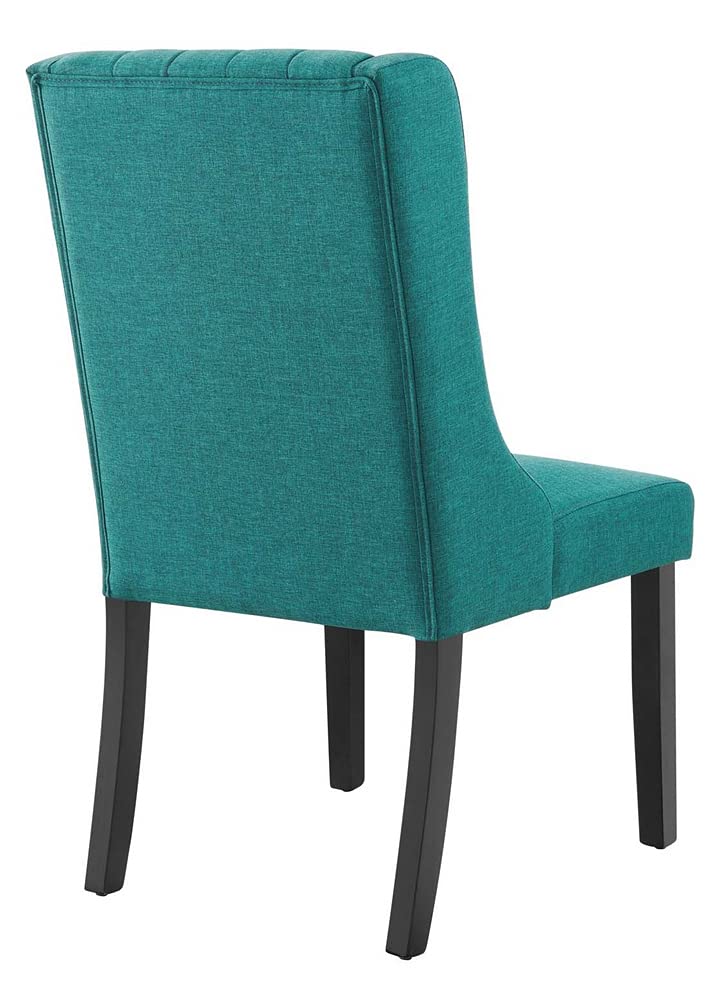 home office desk chairs | CasaFoyer Renew Fabric Dining Chairs - Set of 2 | Elegant Art Deco Style | Soft Upholstery & Channel Tufting | Durable Construction | Luxurious Seating | Black Legs with Floor Protection | Ideal for Dining, Kitchen, Living Room, Office | Teal | casafoyer.myshopify.com