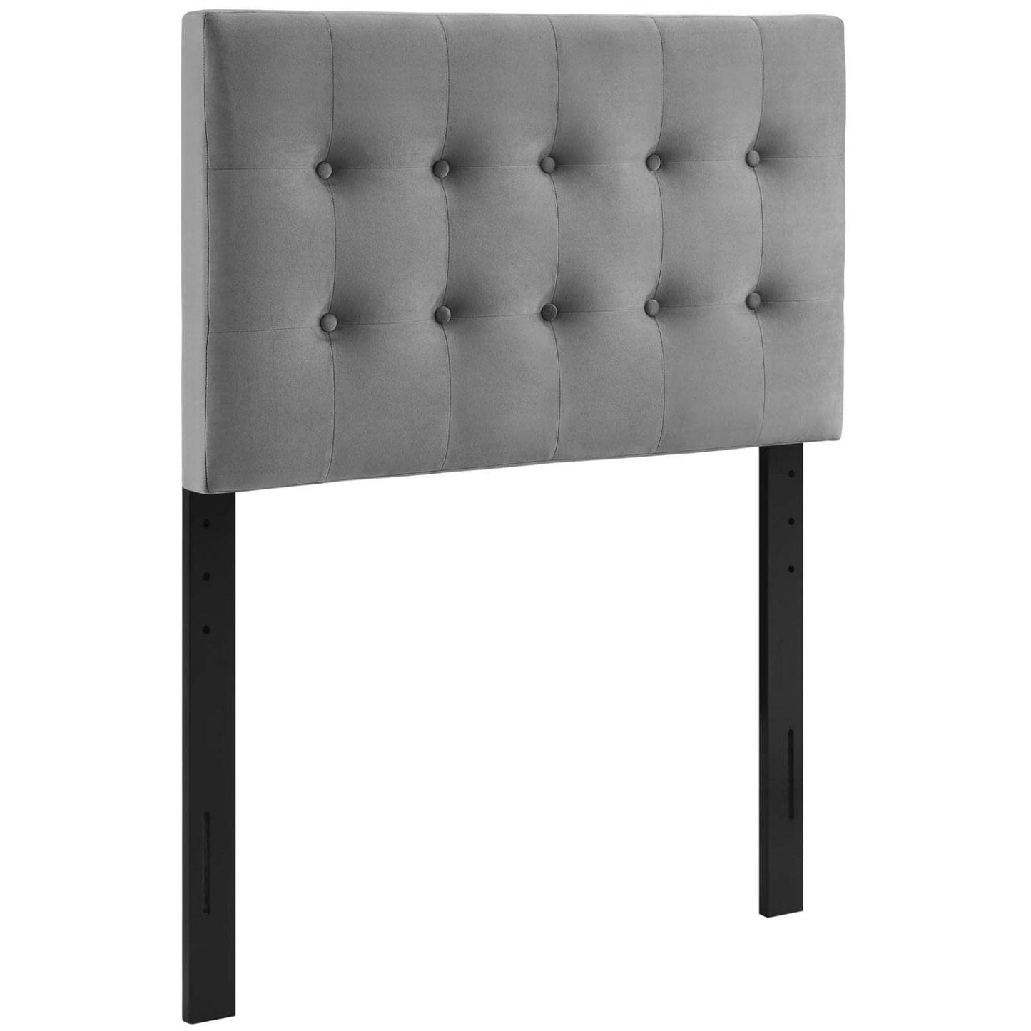 Bed | CasaFoyer Emily Biscuit Tufted Performance Velvet Twin Headboard | Timeless Charm | Contemporary Luxury | Stain-Resistant | Adjustable Height | Gray | casafoyer.myshopify.com