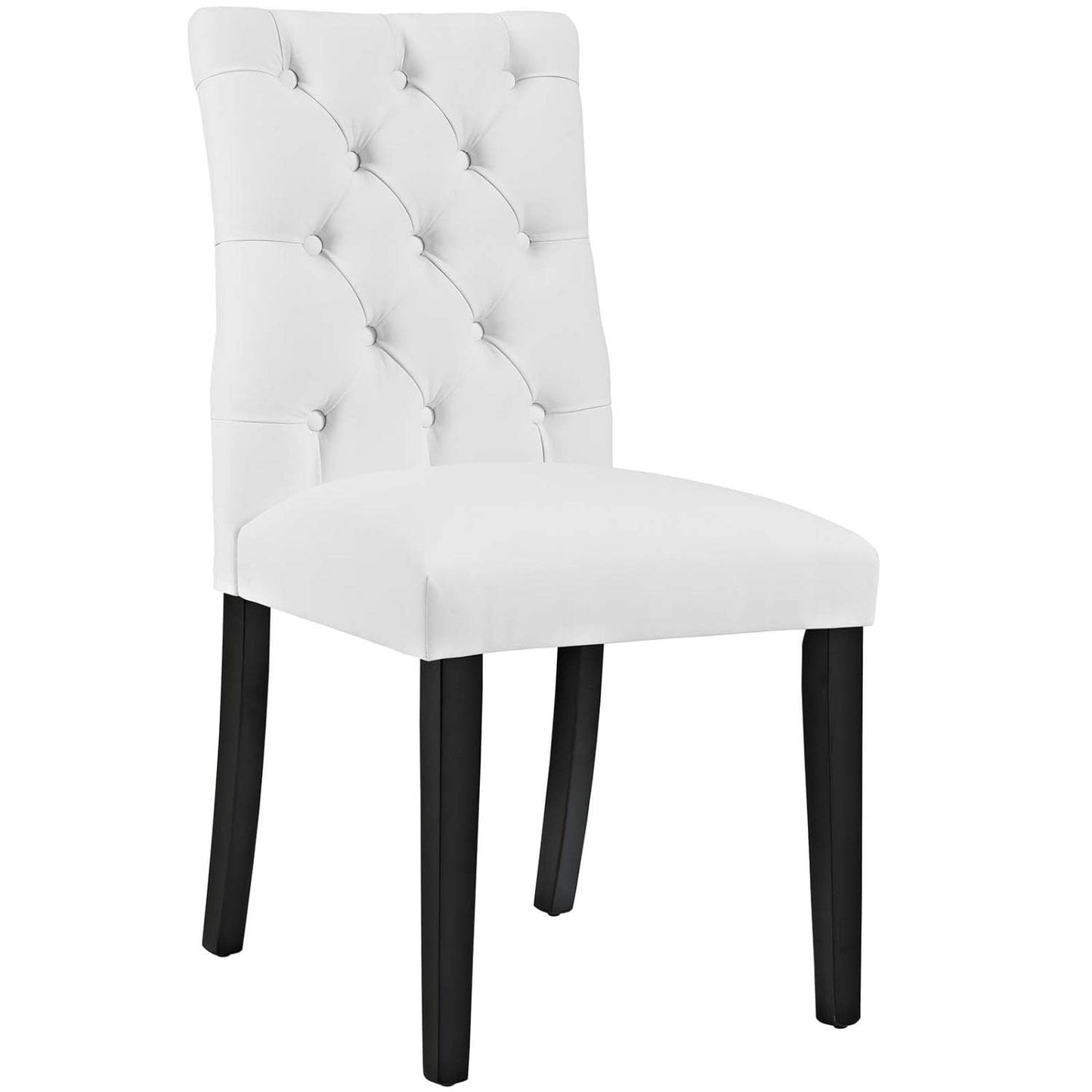home office desk chairs | CasaFoyer Duchess Dining Chair Set of 2 | Elegant Curvy Design | Tufted Button Back | Comfortable Foam Padding | Vinyl Upholstery | Wood Legs | Non-Marking Foot Caps | White | casafoyer.myshopify.com