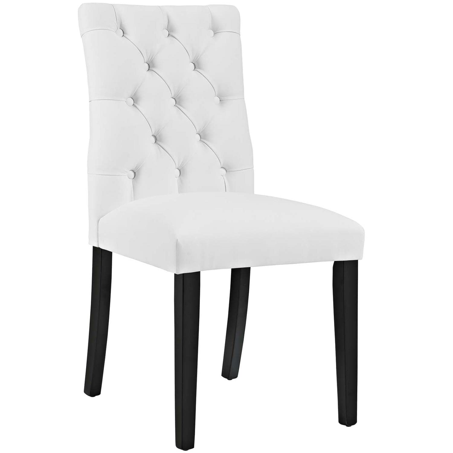 home office desk chairs | CasaFoyer Duchess Dining Chair Set of 2 | Elegant Curvy Design | Tufted Button Back | Comfortable Foam Padding | Vinyl Upholstery | Wood Legs | Non-Marking Foot Caps | White | casafoyer.myshopify.com