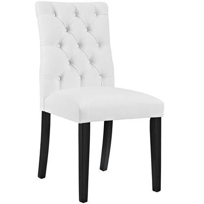 home office desk chairs | CasaFoyer Duchess Dining Chair Set of 2 | Elegant Curvy Design | Tufted Button Back | Comfortable Foam Padding | Vinyl Upholstery | Wood Legs | Non-Marking Foot Caps | White | casafoyer.myshopify.com