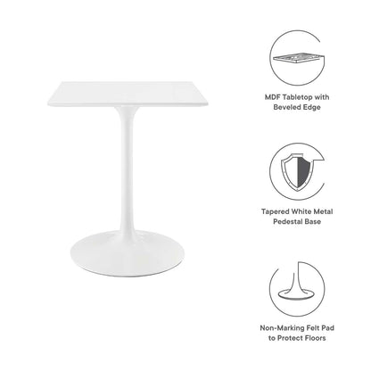 Dining Table | Lippa 24 Square White Top Dining Table | Timeless Modern Design | Metal Tapered Base | Chip-Resistant Finish | casafoyer.myshopify.com