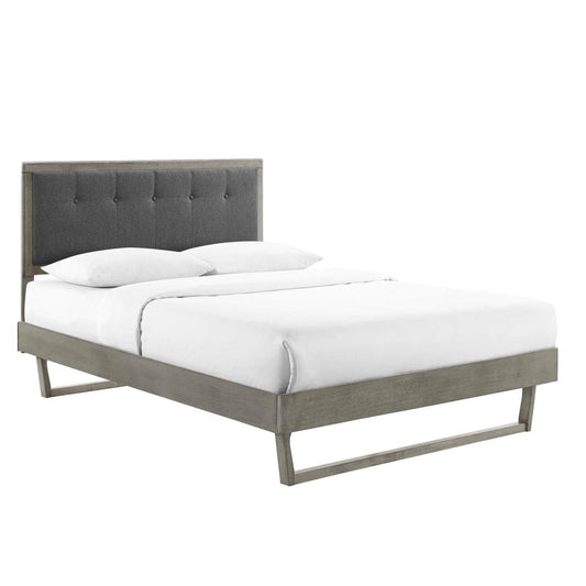 bed frames | CasaFoyer Willow Tufted Wood Queen Platform Bed | Contemporary Charm | Vintage Accents | Natural Beauty | Sturdy Materials | No Box Spring Needed | Easy Assembly | 601 lbs Weight Capacity | Gray Charcoal | casafoyer.myshopify.com