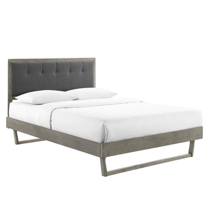bed frames | CasaFoyer Willow Tufted Wood King Platform Bed | Contemporary Charm | Natural Beauty | Mid-Century Design | Sturdy Materials | Wood Slat Support System | Easy Assembly | Gray Charcoal | casafoyer.myshopify.com