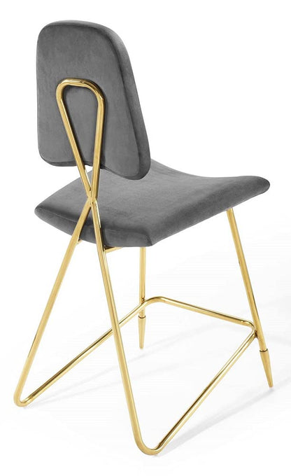 barstools | CasaFoyer Ponder Upholstered Performance Velvet Dining Room Counter Stool | Comfortable | Durable | Elegant | Gray | Supports up to 330 lbs | casafoyer.myshopify.com