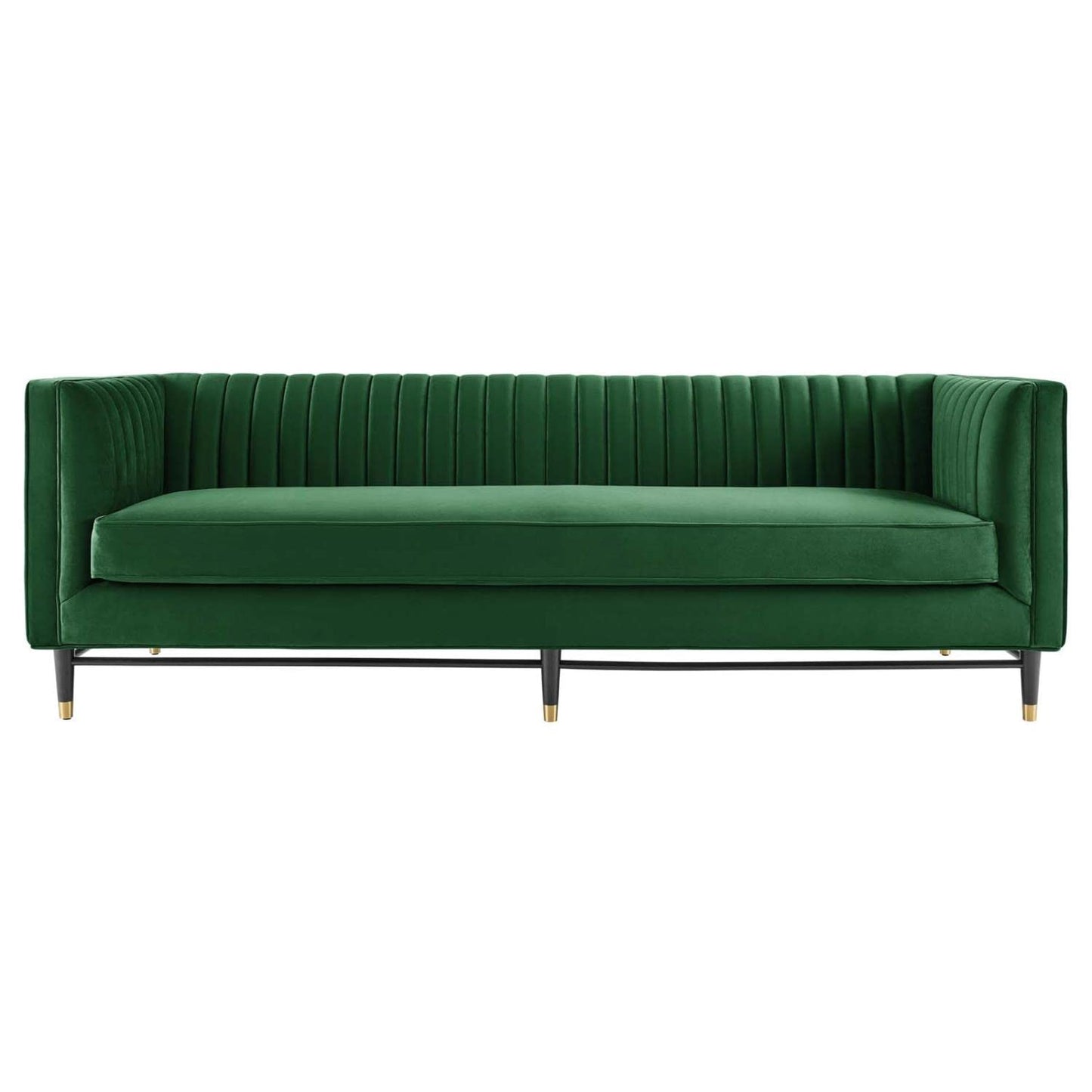 sofas | CasaFoyer Devote Channel Tufted Performance Velvet Sofa | Retro Design | Stain-Resistant | Luxurious Seating | Emerald | casafoyer.myshopify.com