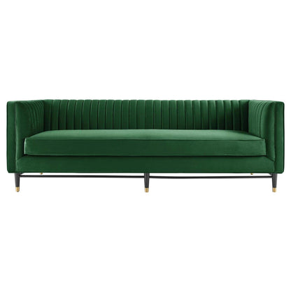sofas | CasaFoyer Devote Channel Tufted Performance Velvet Sofa | Retro Design | Stain-Resistant | Luxurious Seating | Emerald | casafoyer.myshopify.com