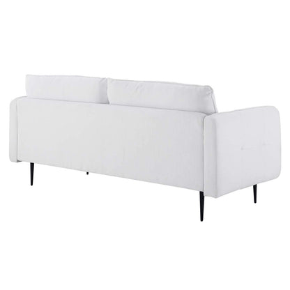 sofas | CasaFoyer Cameron Tufted Fabric Sofa | Contemporary Charm | Mid-Century Design | Soft Polyester | Foam Padding | Sinuous Spring Support | Solid Wood Frame | Black Metal Legs | Easy Assembly | 900 lbs Weight Capacity | casafoyer.myshopify.com