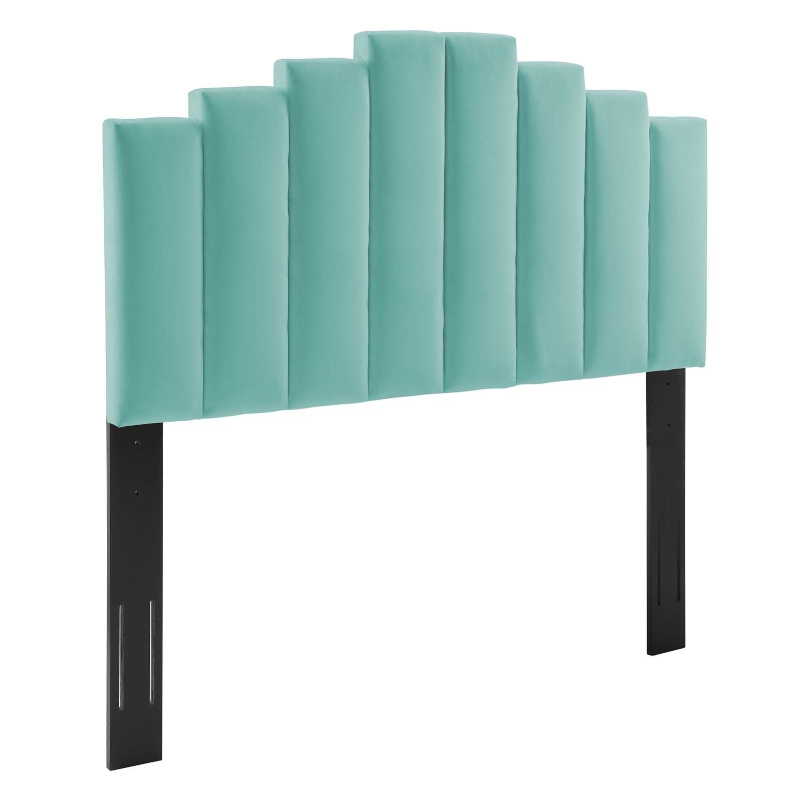 headboards | CasaFoyer Noelle Performance Velvet Full/Queen Headboard | Opulent Art Deco Style | Stain-Resistant | Adjustable Height | Densely Padded Foam | Mint | casafoyer.myshopify.com