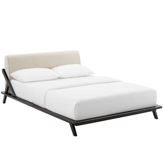 adjustable bed bases | CasaFoyer Luella Queen Platform Bed | Sled Design | Polyester Upholstered Headboard | Solid Wood Frame | Slatted Support System | Ideal for Memory Foam, Innerspring, Latex, Hybrid Mattresses | Mid-Century Style | Accommodates 800 lbs | Tranquil Elegance | casafoyer.myshopify.com