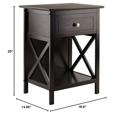 TABLE | Ergode  Wood Xylia Accent Table | Modern Design | Large Drawer & Lower Shelf | Sturdy & Durable | Coffee Finish | 18.9 W x 14.9 D x 25 H | casafoyer.myshopify.com