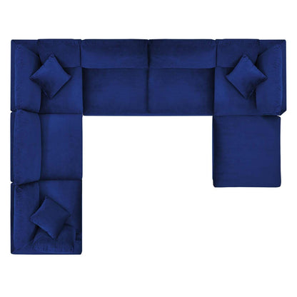 sofas | CasaFoyer Commix Luxury Sectional Sofa Set | Stain-Resistant Velvet | Overstuffed | 7-Piece | Navy | casafoyer.myshopify.com