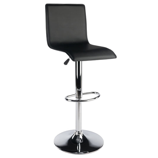 STOOL_SEATING | CasaFoyer  Wood High Back Airlift Adjustable Swivel Stool | Sleek Black Faux Leather Seat | 360 Swivel | Adjustable Height | Footrest | Durable Base | Easy Assembly | Replacement Parts | 16.34 W x 20 D x 45.08 H | 16.7 lbs | casafoyer.myshopify.com