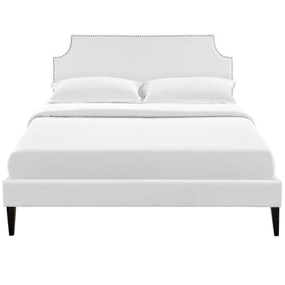 adjustable bed bases | CasaFoyer Corene Platform Bed | Solid Wood Frame | Vinyl Upholstery | Tapered Legs | No Box Spring Needed | Queen Size | Black | casafoyer.myshopify.com
