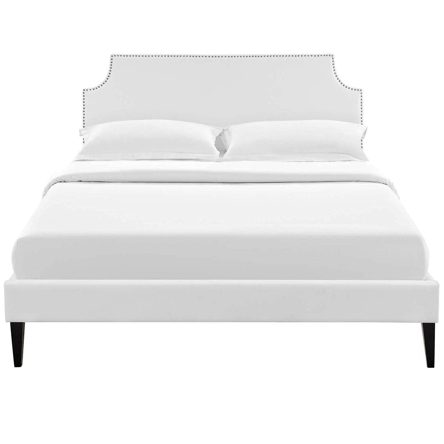 Bed | CasaFoyer  Corene Platform Bed | Wood Frame | Vinyl Upholstery | Queen Size | White | casafoyer.myshopify.com