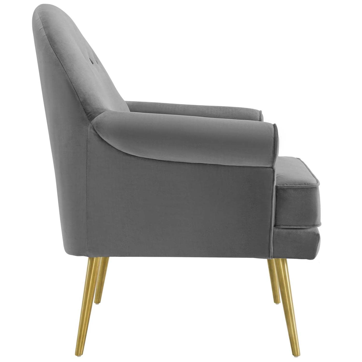 home office desk chairs | CasaFoyer Revive Accent Armchair Set of 2 | Vintage Glam Design | Performance Velvet Upholstery | Gold Stainless Steel Legs | Tufted Button Back | Mid-Century Modern Style | Gray | casafoyer.myshopify.com