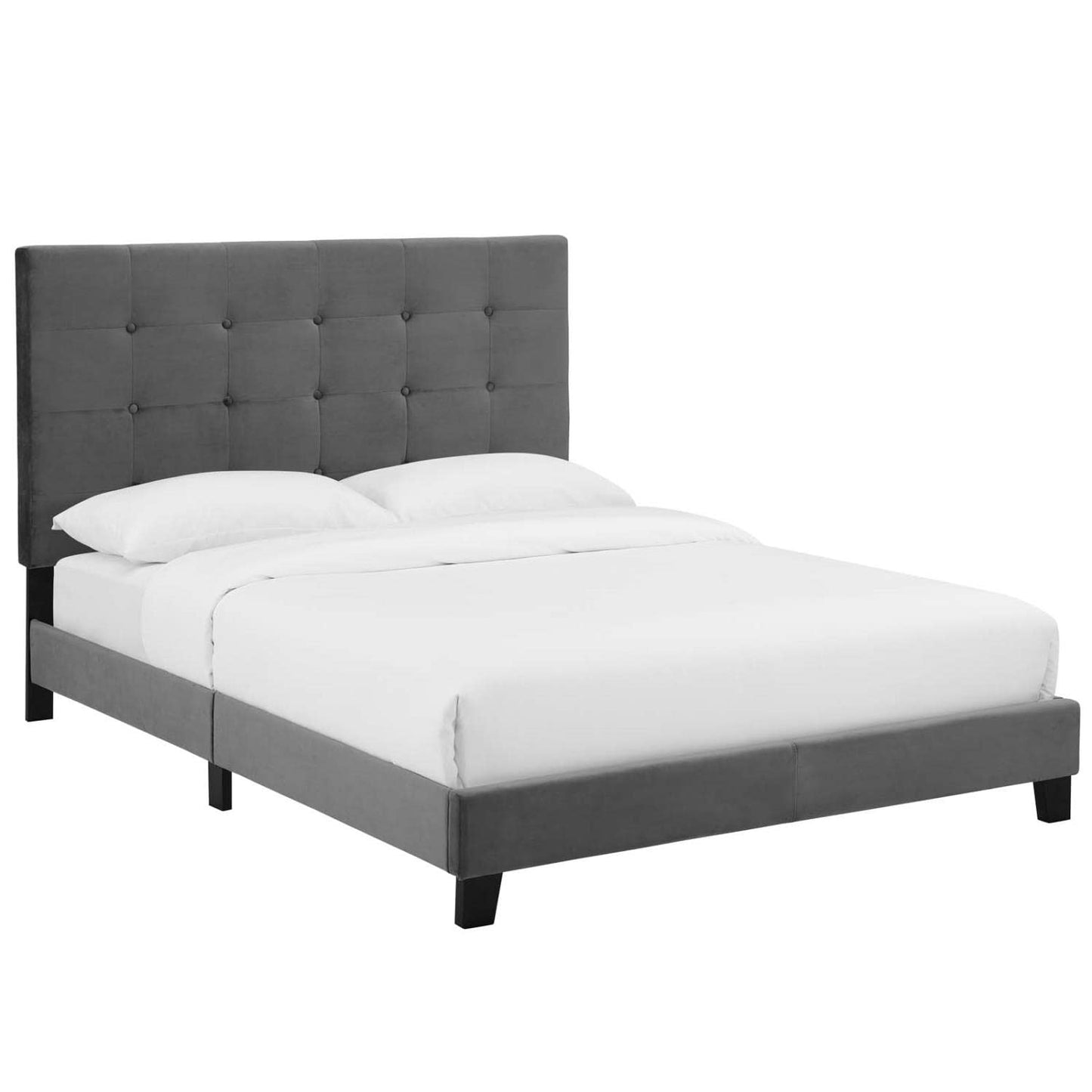 Bed | CasaFoyer Melanie King Platform Bed | Chic Design | Button Tufting | Stain-Resistant Velvet | Wood Frame | No Box Spring | Non-Marking Foot Caps | 800 lbs Capacity | casafoyer.myshopify.com