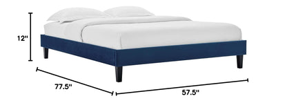 Bed | CasaFoyer Reign Performance Velvet Full Platform Bed Frame | Elegant & Durable | Sturdy Side Rails & Tapered Legs | Compatible with Full Headboards | 800 lbs Weight Capacity | Navy | casafoyer.myshopify.com