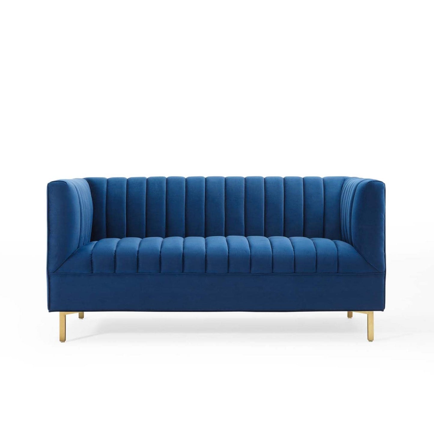 sofas | CasaFoyer Shift Channel Tufted Performance Velvet Living Room Loveseat | Elegant Deco Design | Vertical Tufted Details | Stain-Resistant Upholstery | Gold Stainless Steel Legs | Assembly Required | 600 lbs Weight Capacity | casafoyer.myshopify.com