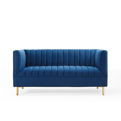 sofas | CasaFoyer Shift Channel Tufted Performance Velvet Living Room Loveseat | Elegant Deco Design | Vertical Tufted Details | Stain-Resistant Upholstery | Gold Stainless Steel Legs | Assembly Required | 600 lbs Weight Capacity | casafoyer.myshopify.com