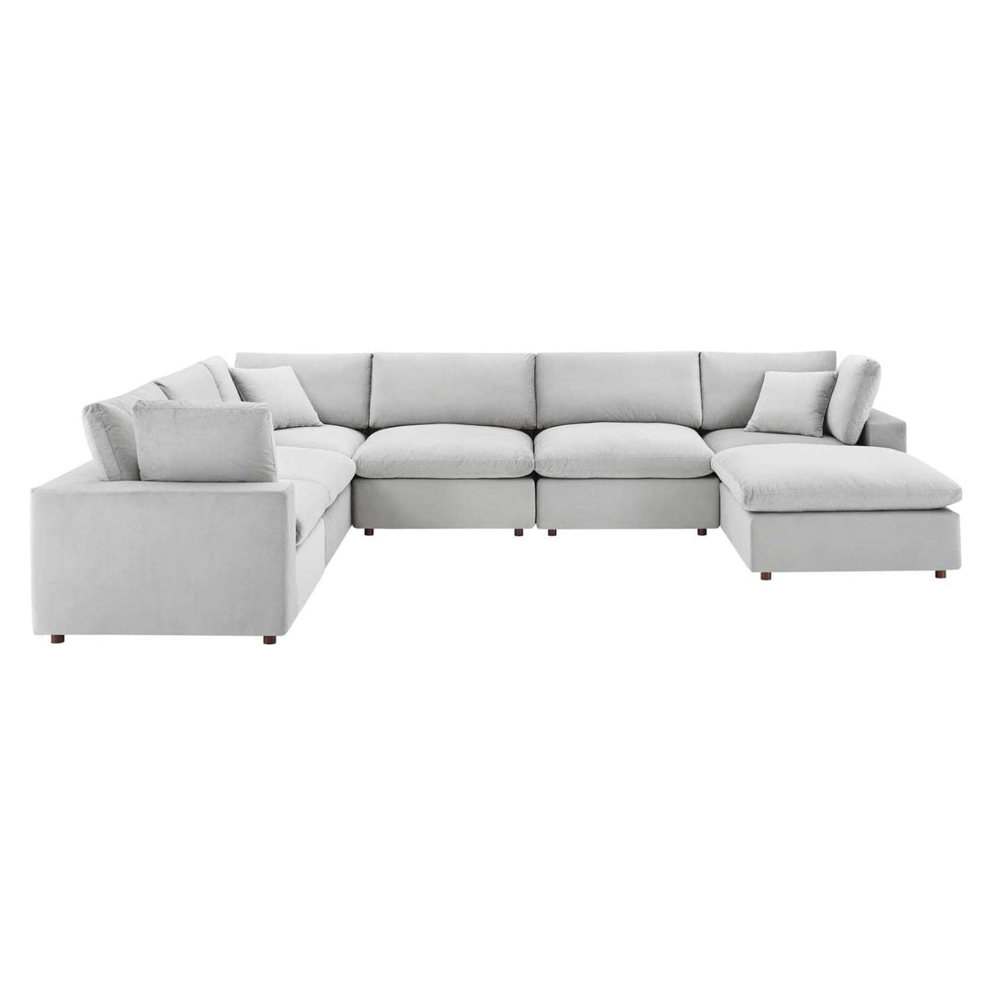 sofas | CasaFoyer Commix Luxurious Sectional Sofa | Plush Comfort | Stain-Resistant Velvet | Solid Wood Construction | 7-Piece Set with Ottoman | Light Gray | casafoyer.myshopify.com