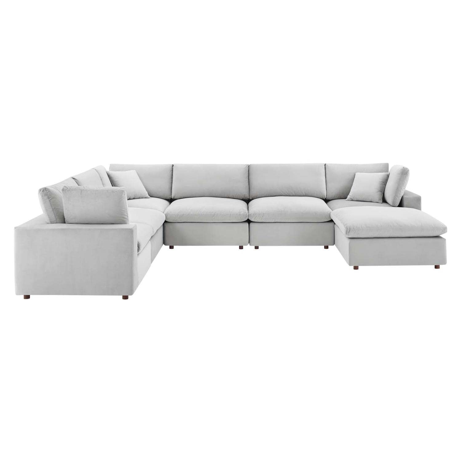 sofas | CasaFoyer Commix Luxurious Sectional Sofa | Plush Comfort | Stain-Resistant Velvet | Solid Wood Construction | 7-Piece Set with Ottoman | Light Gray | casafoyer.myshopify.com