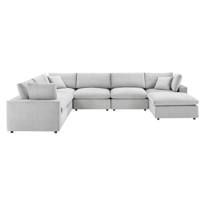 sofas | CasaFoyer Commix Luxurious Sectional Sofa | Plush Comfort | Stain-Resistant Velvet | Solid Wood Construction | 7-Piece Set with Ottoman | Light Gray | casafoyer.myshopify.com