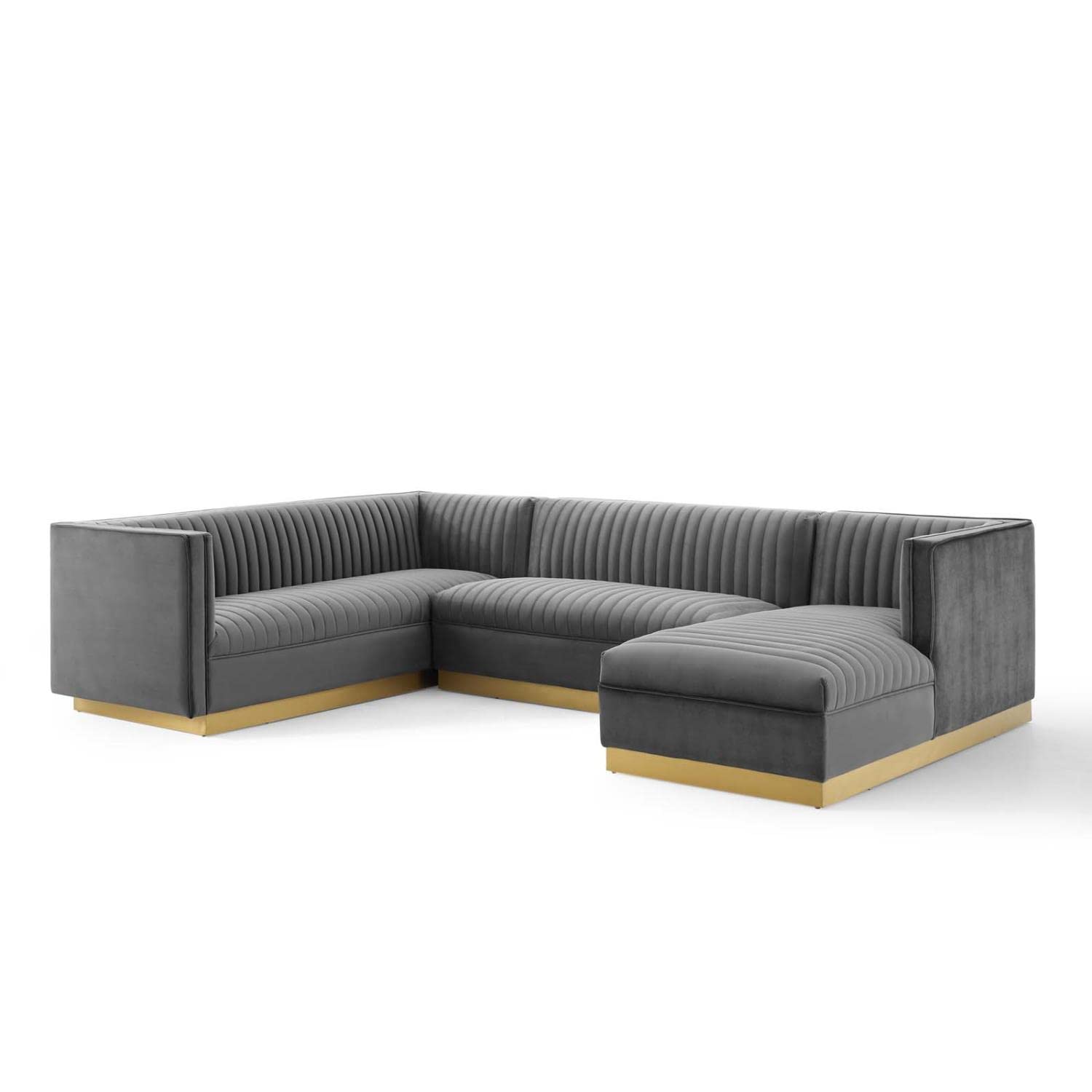 kitchen and dining room sets | CasaFoyer Sanguine Channel Tufted Velvet Sectional Sofa Collection | Glamorous Retro Modern Design | Stain-Resistant & Comfortable | Sturdy Construction | Gold Stainless Steel Base | 3 Piece Set | casafoyer.myshopify.com