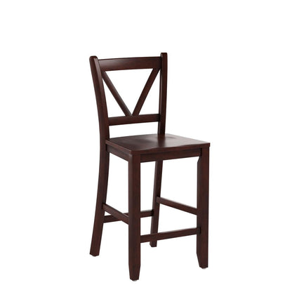 STOOL_SEATING | CasaFoyer  Wood Victor V-Back Counter Stools - Set of 2 | Antique Walnut Finish | Solid Beech Wood | 16.54 W x 15.55 D | 23.98 H | casafoyer.myshopify.com