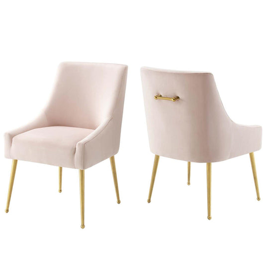 home office desk chairs | CasaFoyer Discern Performance Velvet Dining Chair Set of 2 | Elegant Design | Sturdy Wood | Stain-Resistant Velvet | Gold Legs | Versatile for Any Room | Pink | casafoyer.myshopify.com
