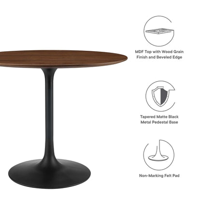 patio dining tables | CasaFoyer Lippa 36 Round Walnut Dining Table | Timeless Modernism | Elegant Form | Chip-Resistant Finish | Tapered Metal Base | casafoyer.myshopify.com