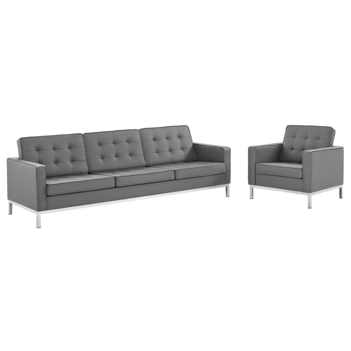 kitchen and dining room sets | CasaFoyer Loft Tufted Faux Leather Accent Sofa | Armchair Set - Timeless Design | Luxurious Upholstery | Stainless Steel Frame - Perfect for Sophisticated Living Rooms | Sofa Weight Capacity: 900 lbs | Armchair Weight Capacity: 300 lbs | casafoyer.myshopify.com