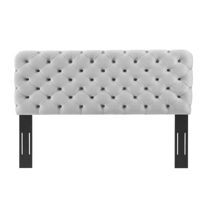 Bed | CasaFoyer Lizzy Tufted Performance Velvet Full/Queen Headboard | Elegant, Comfortable, Stain-Resistant | Light Gray | casafoyer.myshopify.com