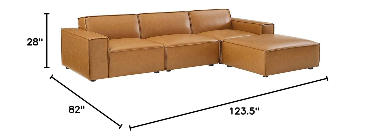 kitchen and dining room sets | CasaFoyer Restore Vegan Leather 4-Piece Sectional Sofa | Elegant Design | Comfortable Seating | Sturdy Construction | Tan | casafoyer.myshopify.com