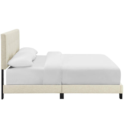 Bed | CasaFoyer Amira Queen Bed | Dreamy Atmosphere | Elegant Design | Plush Upholstered Base | Button-Tufted Headboard | Sturdy Wooden Frame | Accommodates Various Mattress Types | Sleek & Sophisticated | 800 lbs Weight Capacity | Box Spring Not Included | casafoyer.myshopify.com