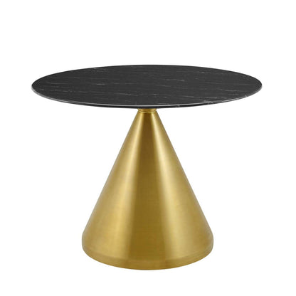 patio dining tables | CasaFoyer Tupelo 40 Dining Table | Modern Style | Mid-Century Charm | Polished Gold Metal Base | Easy to Clean Artificial Marble Top | Non-Marking Ring | Assembly Required | casafoyer.myshopify.com