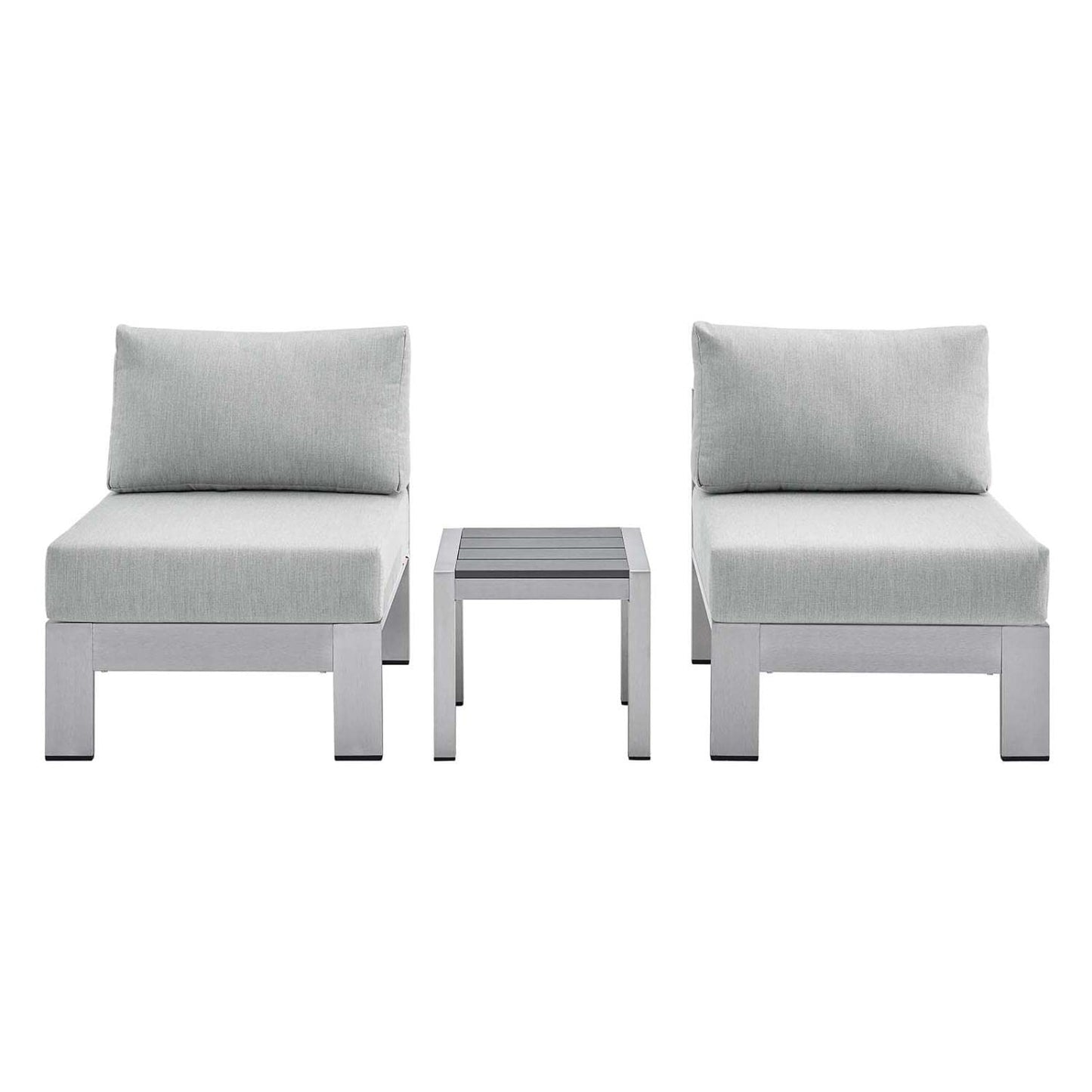 kitchen and dining room sets | CasaFoyer Shore Aluminum 3 Piece Outdoor Patio Furniture Set | Weatherproof | Sunbrella Cushions | Stylish & Reliable | Includes 2 Armless Chairs & 1 Side Table | casafoyer.myshopify.com