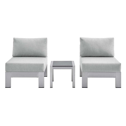 kitchen and dining room sets | CasaFoyer Shore Aluminum 3 Piece Outdoor Patio Furniture Set | Weatherproof | Sunbrella Cushions | Stylish & Reliable | Includes 2 Armless Chairs & 1 Side Table | casafoyer.myshopify.com