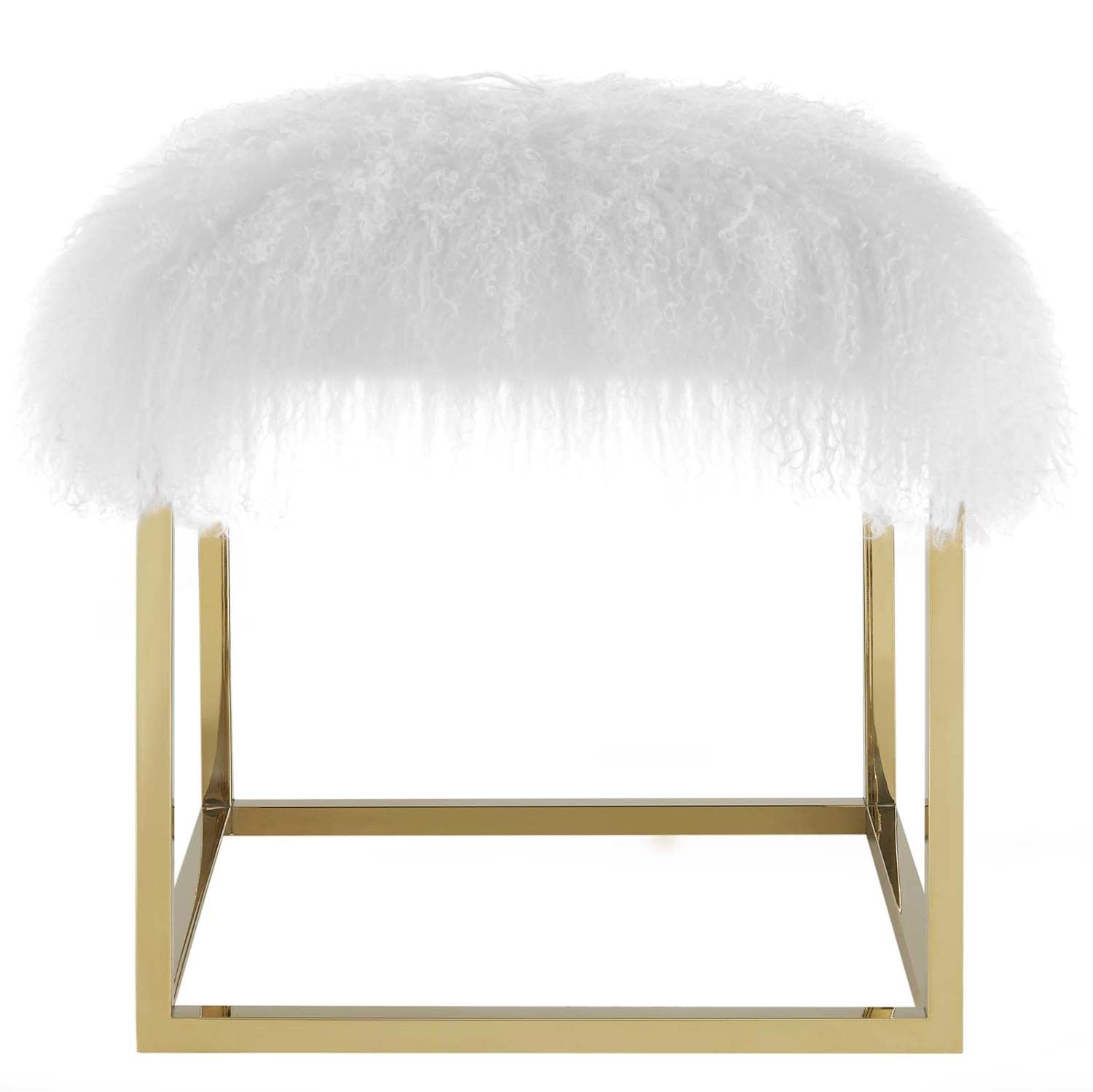 ottomans | CasaFoyer Anticipate Ottoman | Elegant & Sophisticated Gold White Sheepskin Upholstery | No Assembly | Supports up to 265 lbs | Perfect for Bedroom, Living Space, or Entryway | casafoyer.myshopify.com