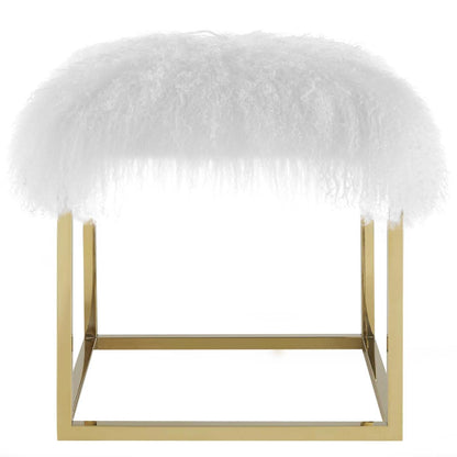 ottomans | CasaFoyer Anticipate Ottoman | Elegant & Sophisticated Gold White Sheepskin Upholstery | No Assembly | Supports up to 265 lbs | Perfect for Bedroom, Living Space, or Entryway | casafoyer.myshopify.com