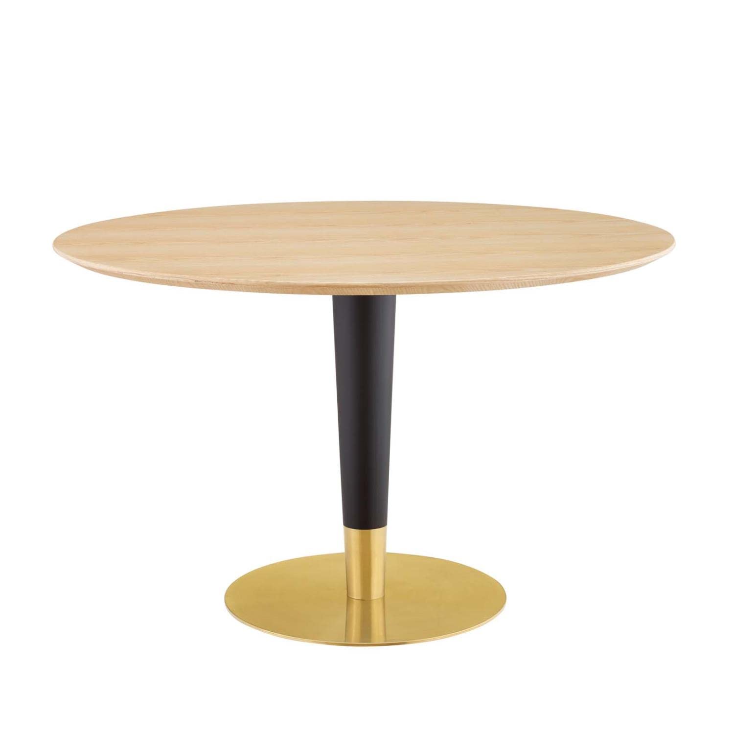 patio dining tables | CasaFoyer Zinque 47 Dining Table | Modern Mid-Century Design | MDF Tabletop with Wood Grain Veneer | Black & Gold Tapered Base | Easy to Clean | Non-Marking Ring | Assembly Required | casafoyer.myshopify.com