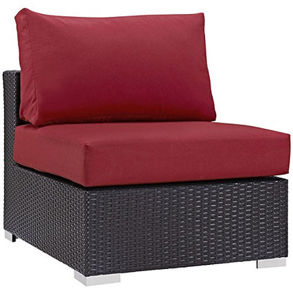 kitchen and dining room sets | CasaFoyer Convene Outdoor Sectional Set | Durable Rattan Weave | Weather-Resistant Cushions | 8-Piece Espresso Red Patio Furniture | casafoyer.myshopify.com