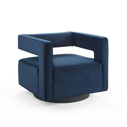 home office desk chairs | CasaFoyer Booth Swivel Armchair | Vintage Glam Deco Design | Stain-Resistant Velvet Upholstery | Comfortable Seating | 360-Degree Swivel Base | Midnight Blue | casafoyer.myshopify.com