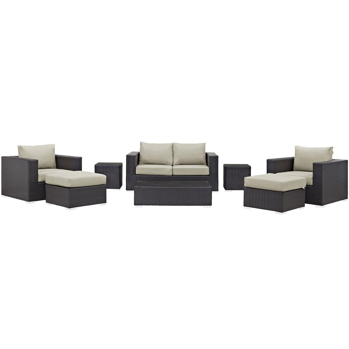 kitchen and dining room sets | CasaFoyer Convene Outdoor Sectional Set | Synthetic Rattan | Aluminum Frame | All-Weather Cushions | 8 Piece Patio Sofa Set | casafoyer.myshopify.com