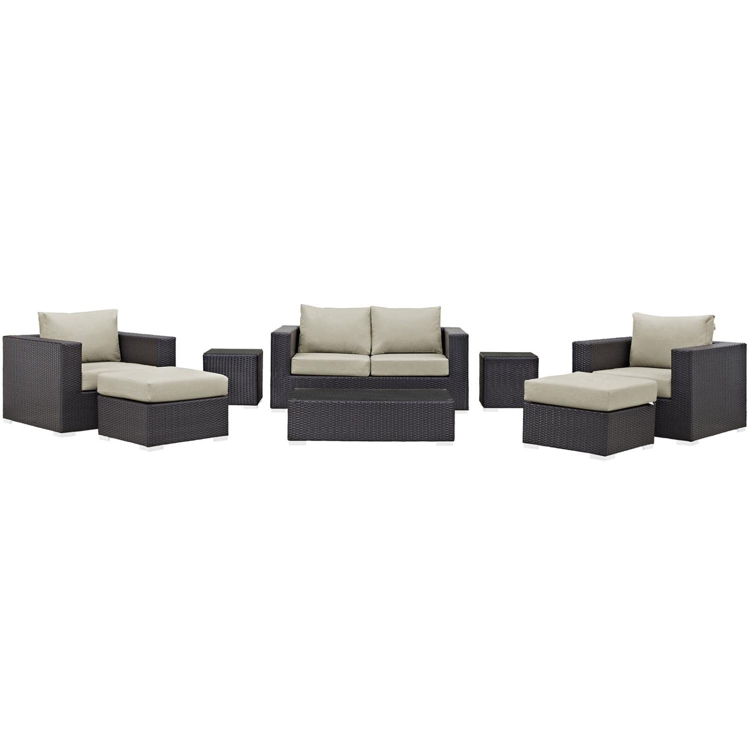 kitchen and dining room sets | CasaFoyer Convene Outdoor Sectional Set | Synthetic Rattan | Aluminum Frame | All-Weather Cushions | 8 Piece Patio Sofa Set | casafoyer.myshopify.com